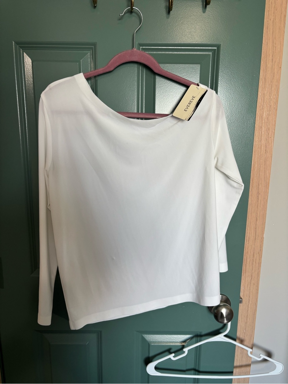 Norma Kamali White Long-Sleeve Boatneck Top